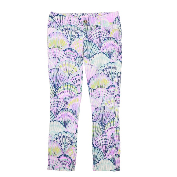 LILLY PULITZER Callahan Chino Pants Oh Shello Shell Pattern size 0 Style 24401 - Picture 1 of 10